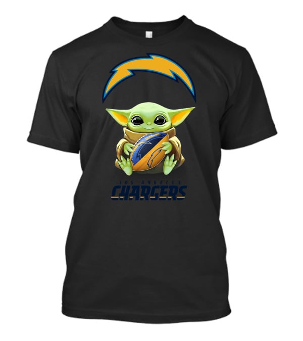 Baby Yoda Hug Los Angeles Chargers Football T-Shirt