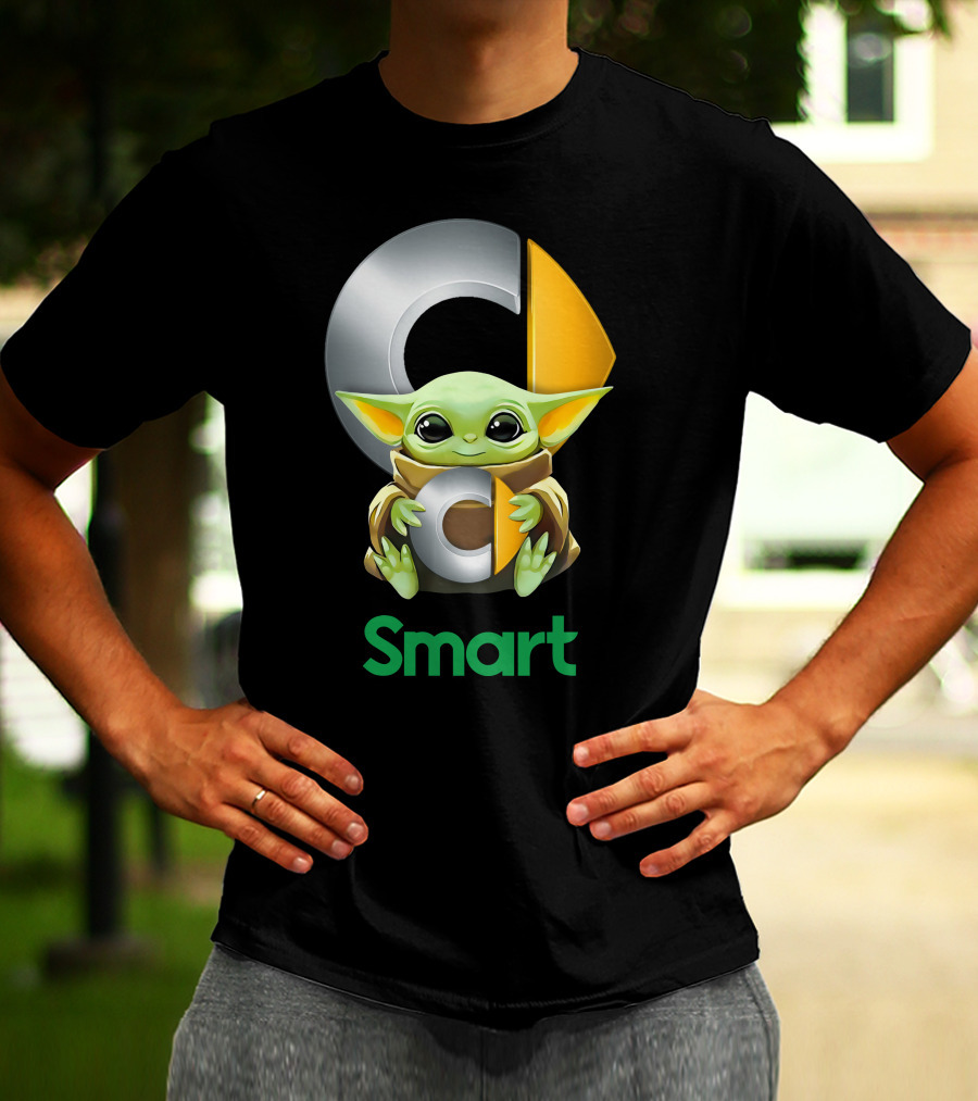 Baby Yoda Hug Commodore Logo Smart T-Shirt