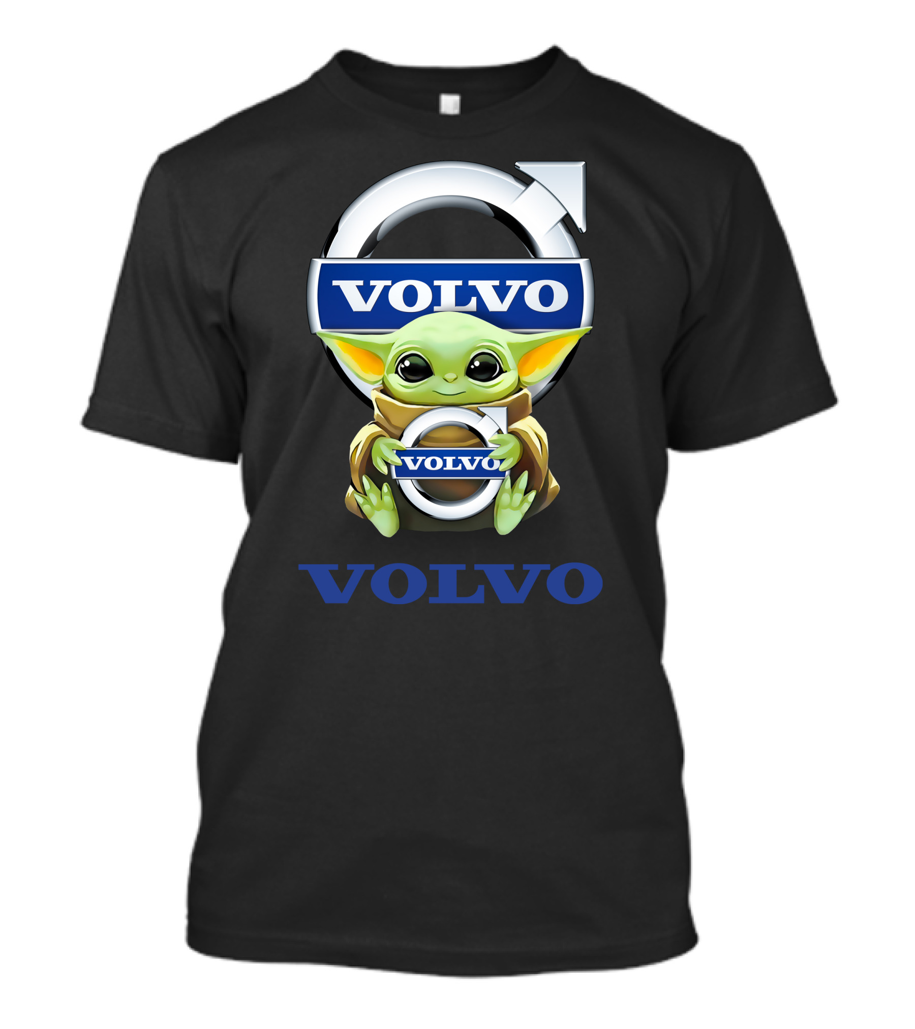 Baby Yoda With Volvo Emblem Hugging T-Shirt