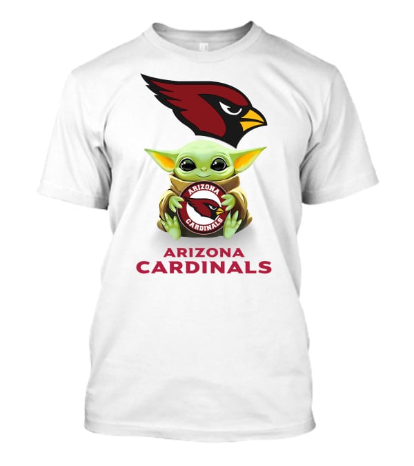 Baby Yoda Holding Arizona Cardinals Football T-Shirt
