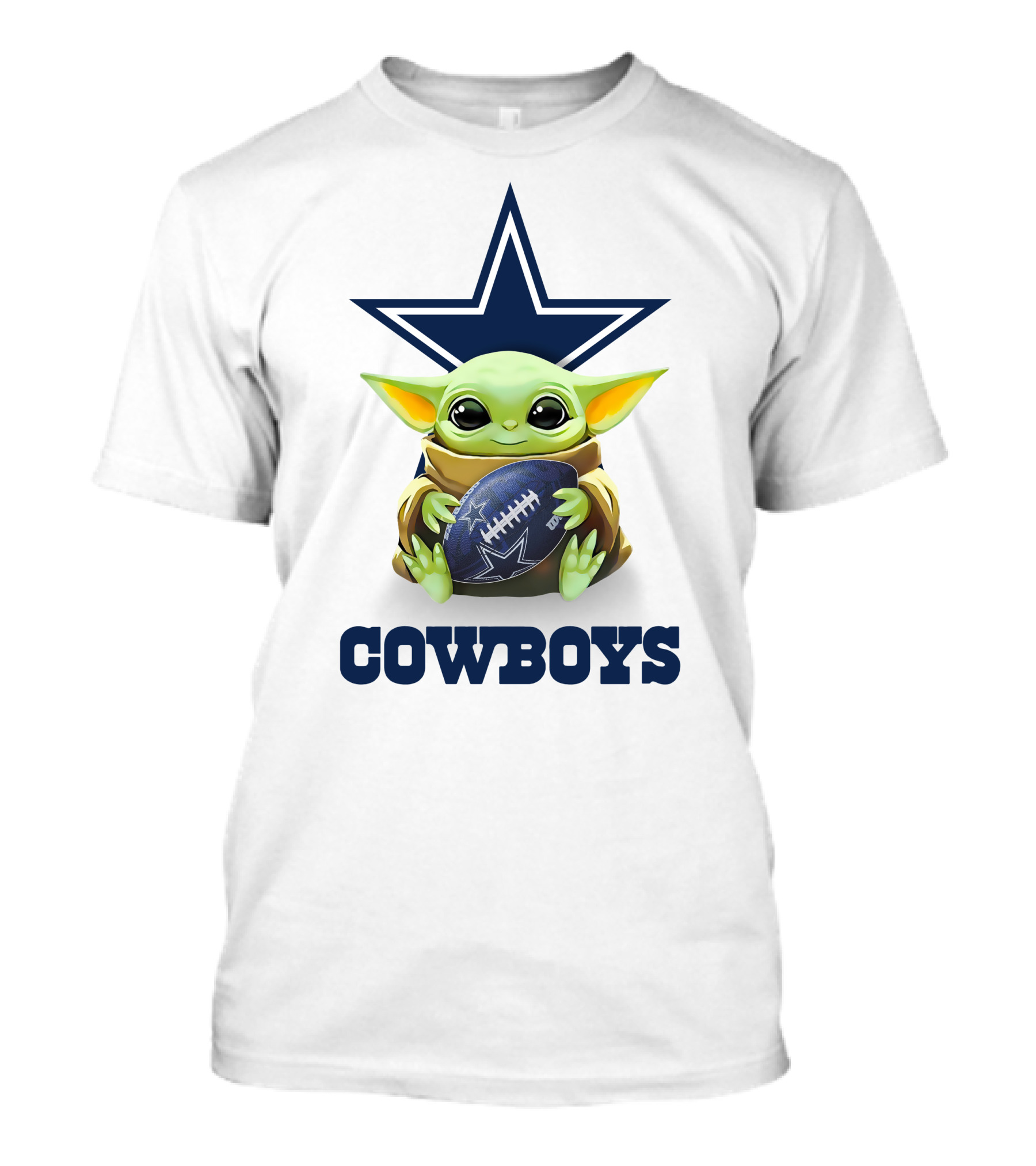 Baby Yoda Hug Cowboys Football Tailgate Dallas White T-Shirt