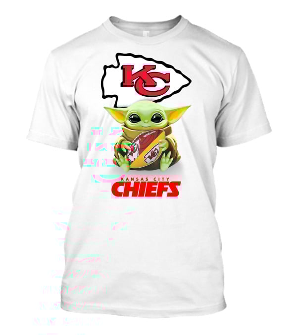 Baby Yoda Hugging Football Kansas City Chiefs Kc T-Shirt