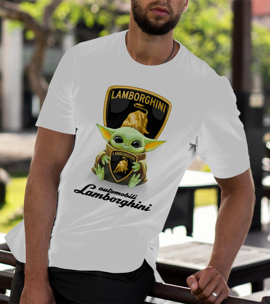 Baby Yoda Hugging Automobili Lamborghini T-Shirt
