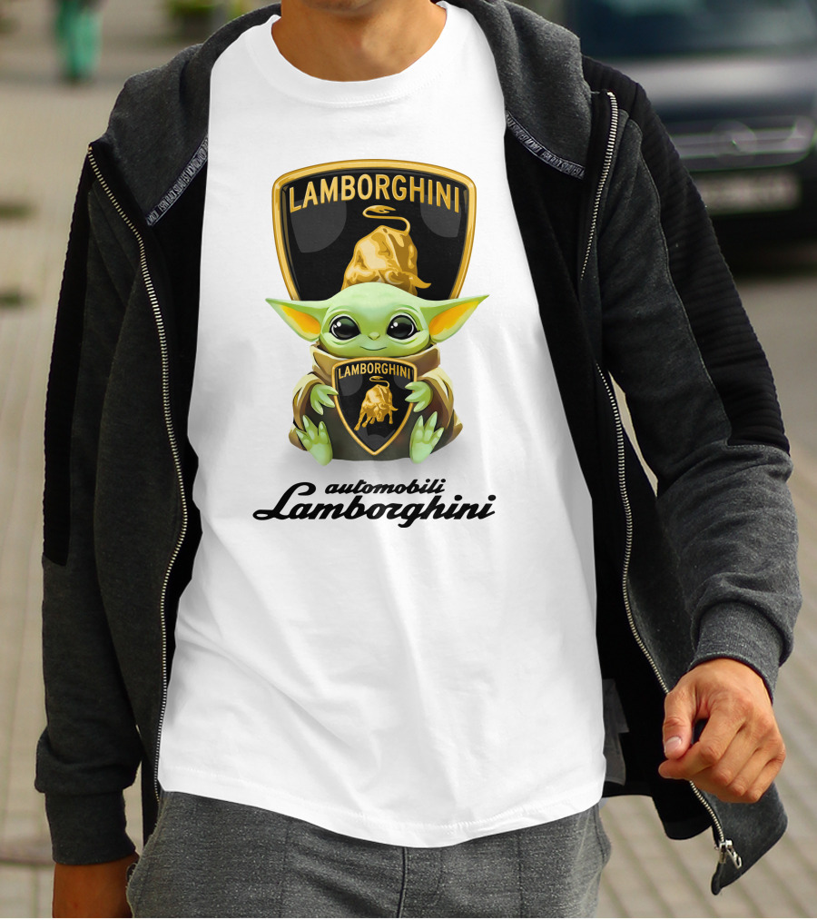 Baby Yoda Hugging Automobili Lamborghini T-Shirt