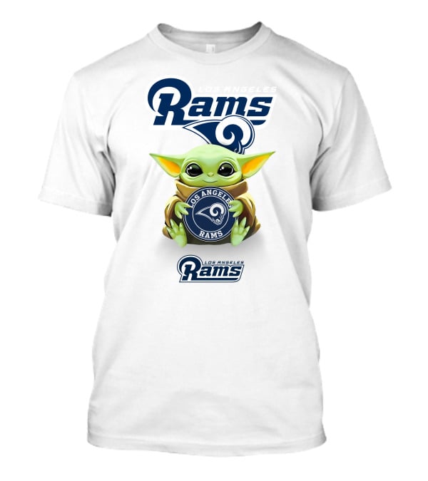 Baby Yoda Holding Los Angeles Rams Emblem With Rams T-Shirt