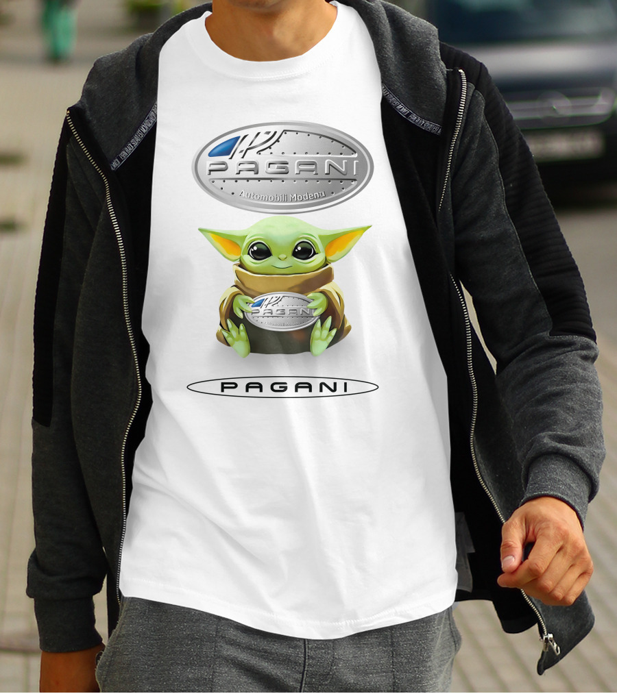 Baby Yoda Holding Pagani Automobili Modena Oval T-Shirt