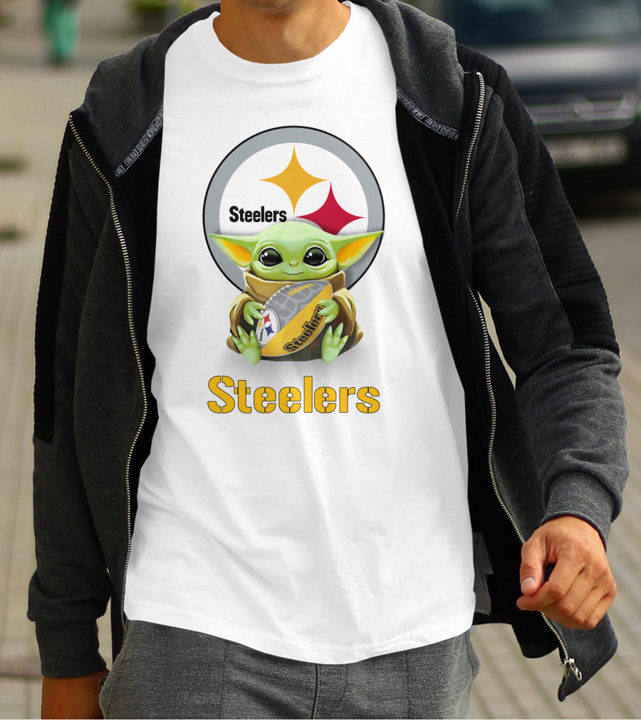 Baby Yoda Hug Steelers Football Tailgate Pittsburgh Steelers T-Shirt