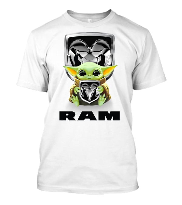 Baby Yoda Ram Logo Hugging Merchandise T-Shirt