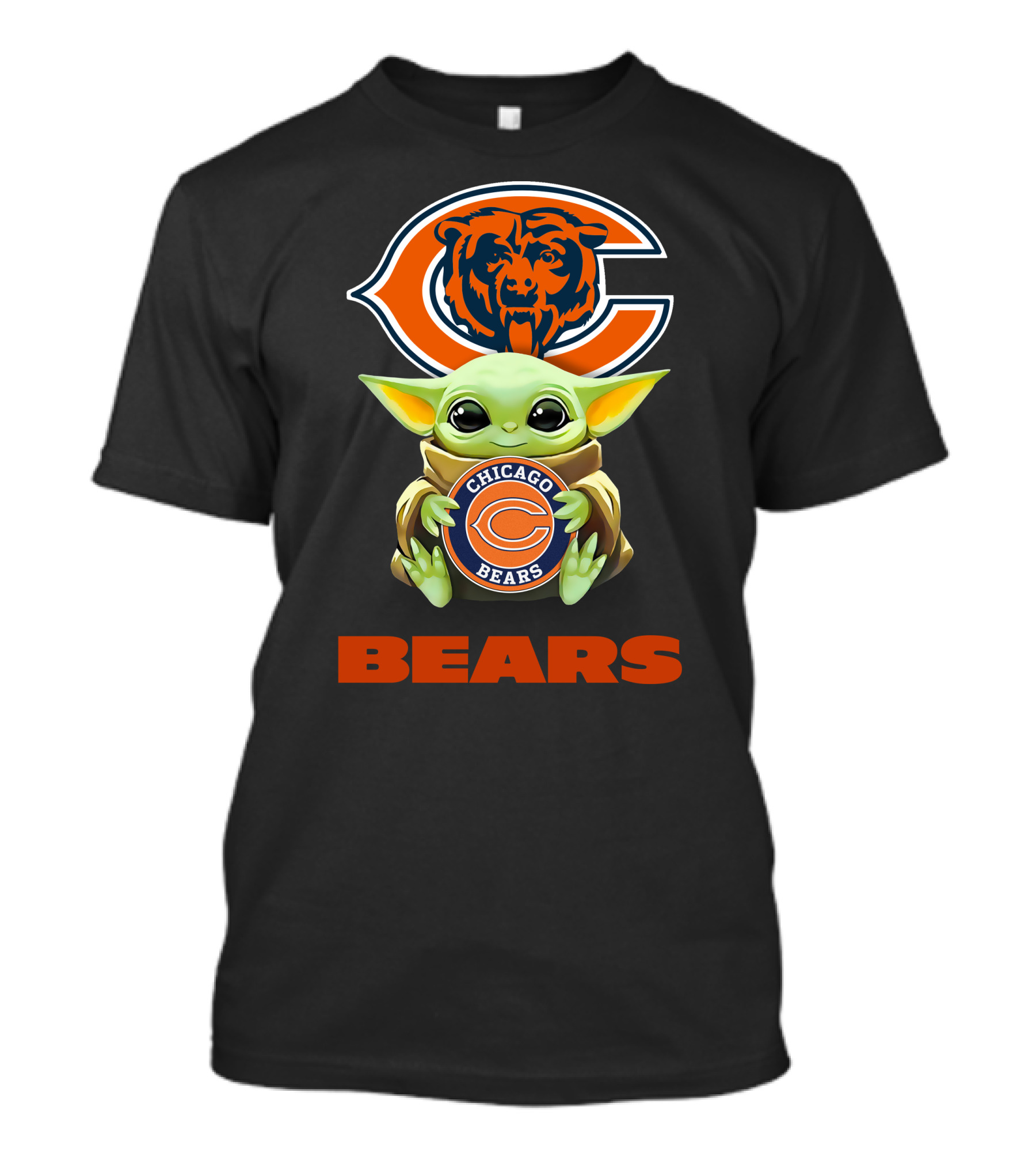 Star Wars Baby Yoda Holding Chicago Bears Emblem T-Shirt