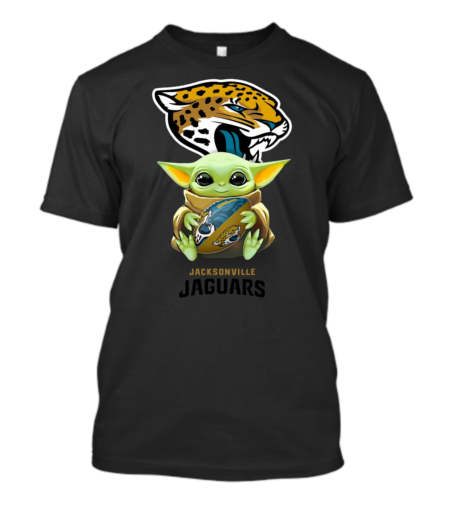 Jacksonville Jaguars Baby Yoda Hug Football Star Wars Tailgate T-Shirt