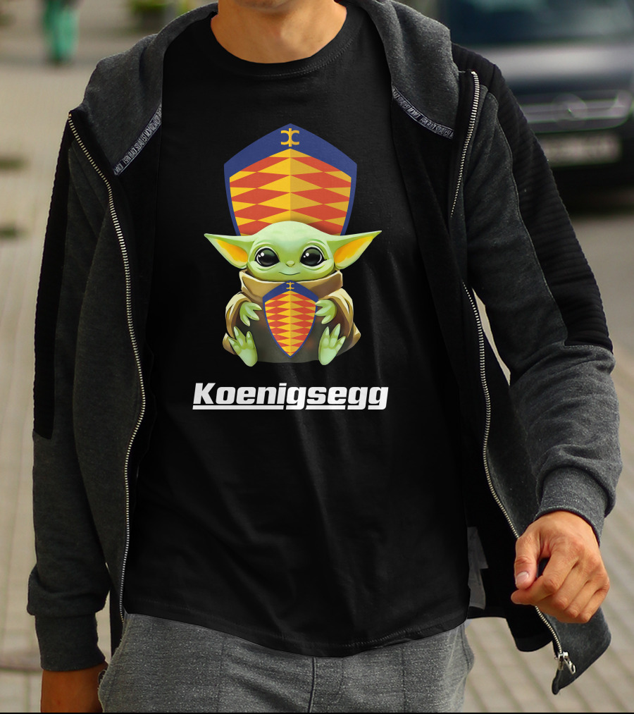 Star Wars Baby Yoda With Koenigsegg Shield Branding T-Shirt