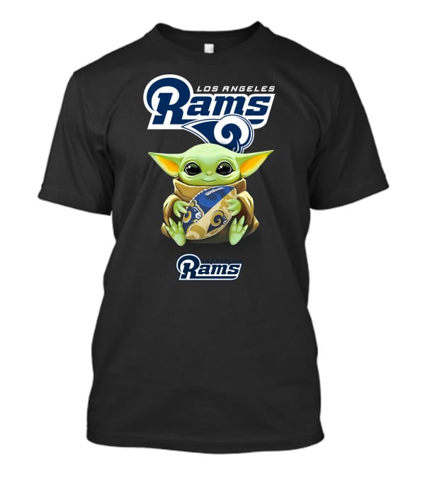 Star Wars Baby Yoda Los Angeles Rams Football Hug T-Shirt
