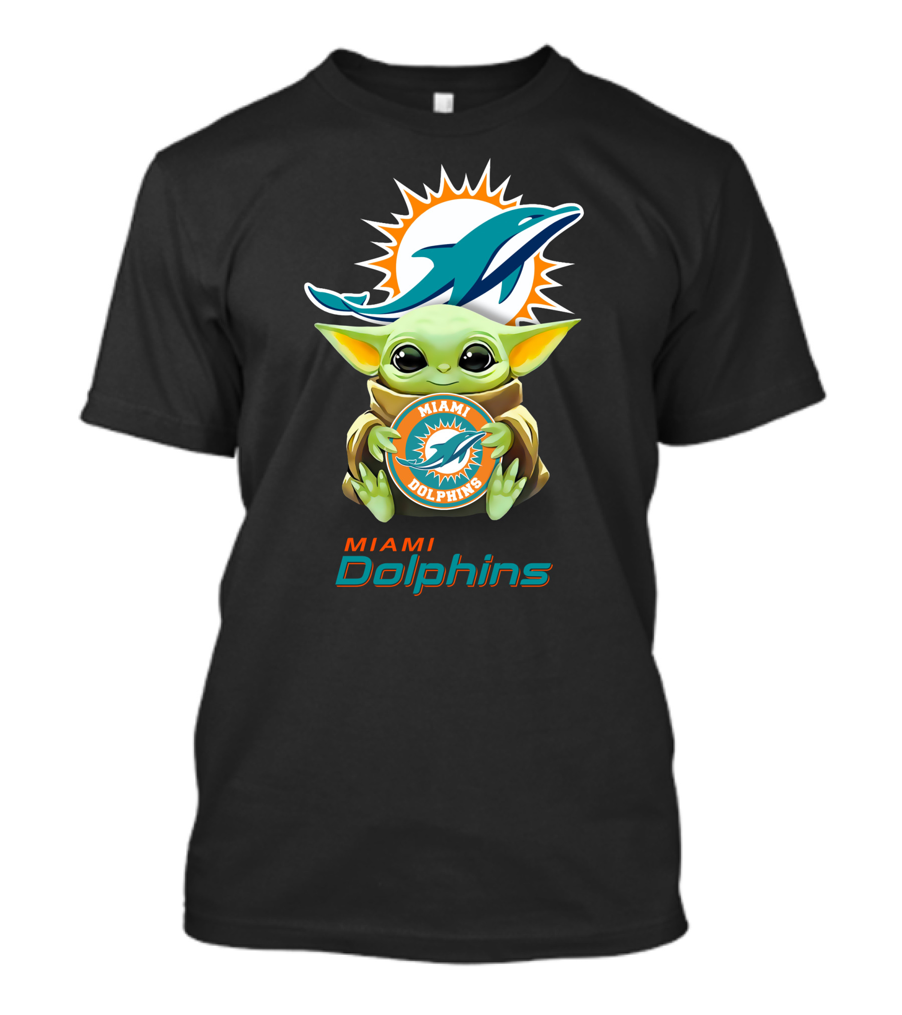 Star Wars Baby Yoda Holding Miami Dolphins NFL T-Shirt