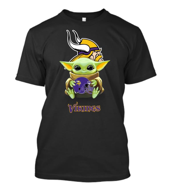 Star Wars The Child Hugging Minnesota Vikings Helmet With Vikings T-Shirt