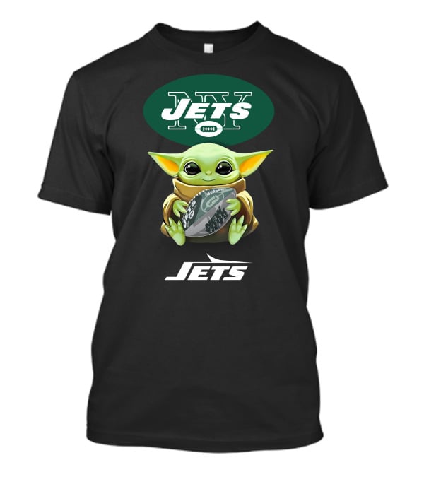 Star Wars Baby Yoda Hug Jets Football New York Tailgate T-Shirt