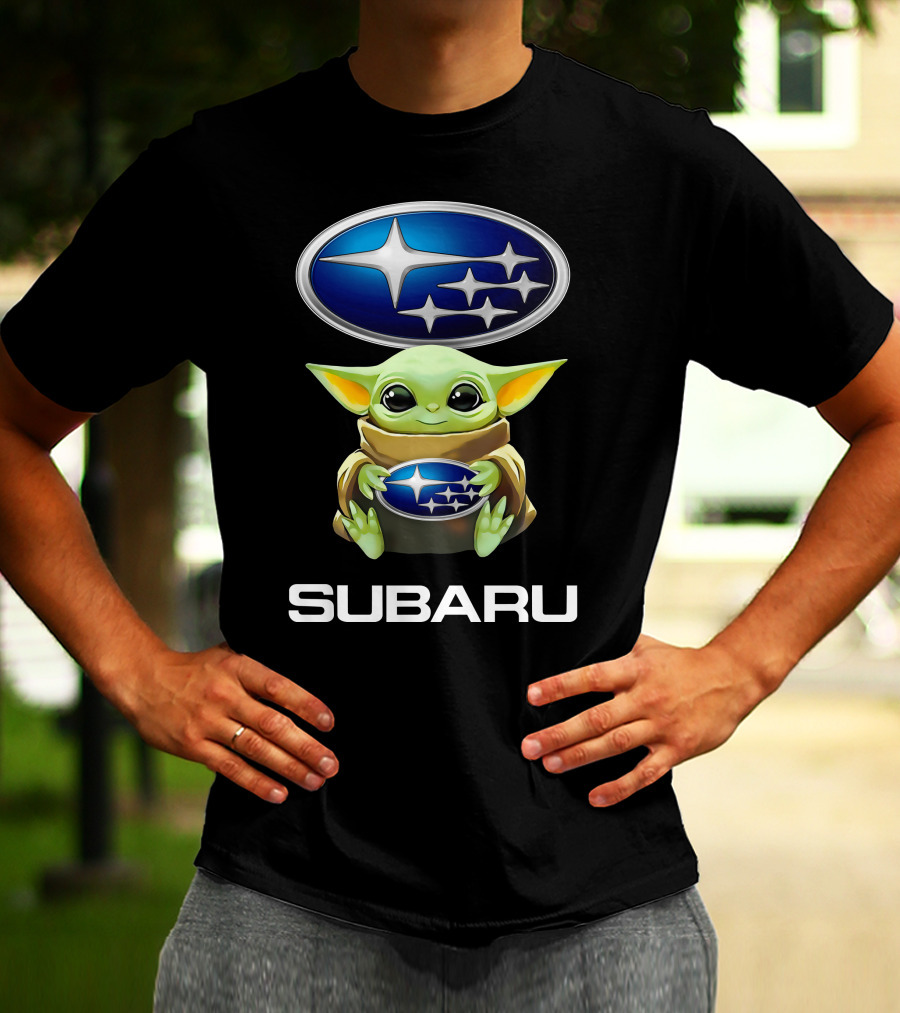 Star Wars Baby Yoda Holding Subaru Emblem T-Shirt