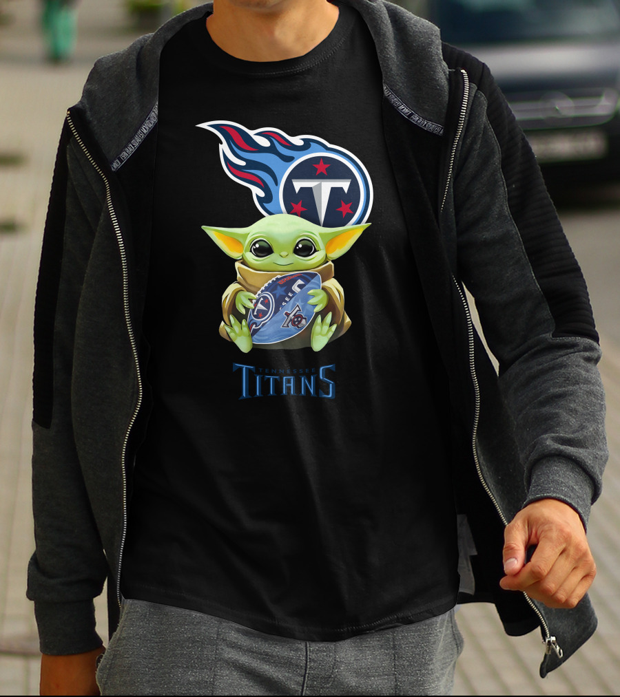 Star Wars The Child Holding Tennessee Titans Football Tailgate T-Shirt