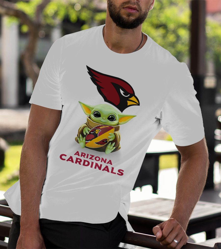 Baby Yoda Hug Arizona Cardinals Football T-Shirt