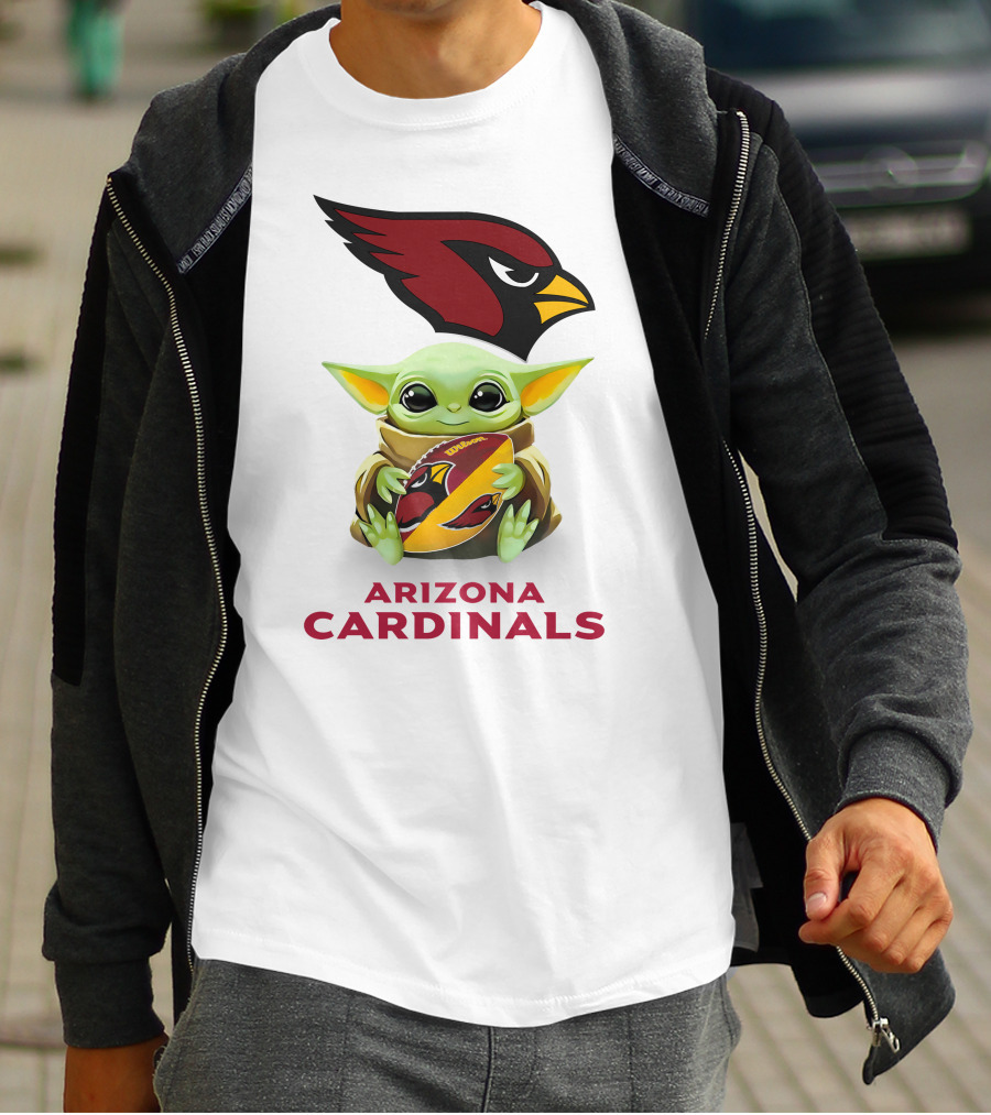 Baby Yoda Hug Arizona Cardinals Football T-Shirt