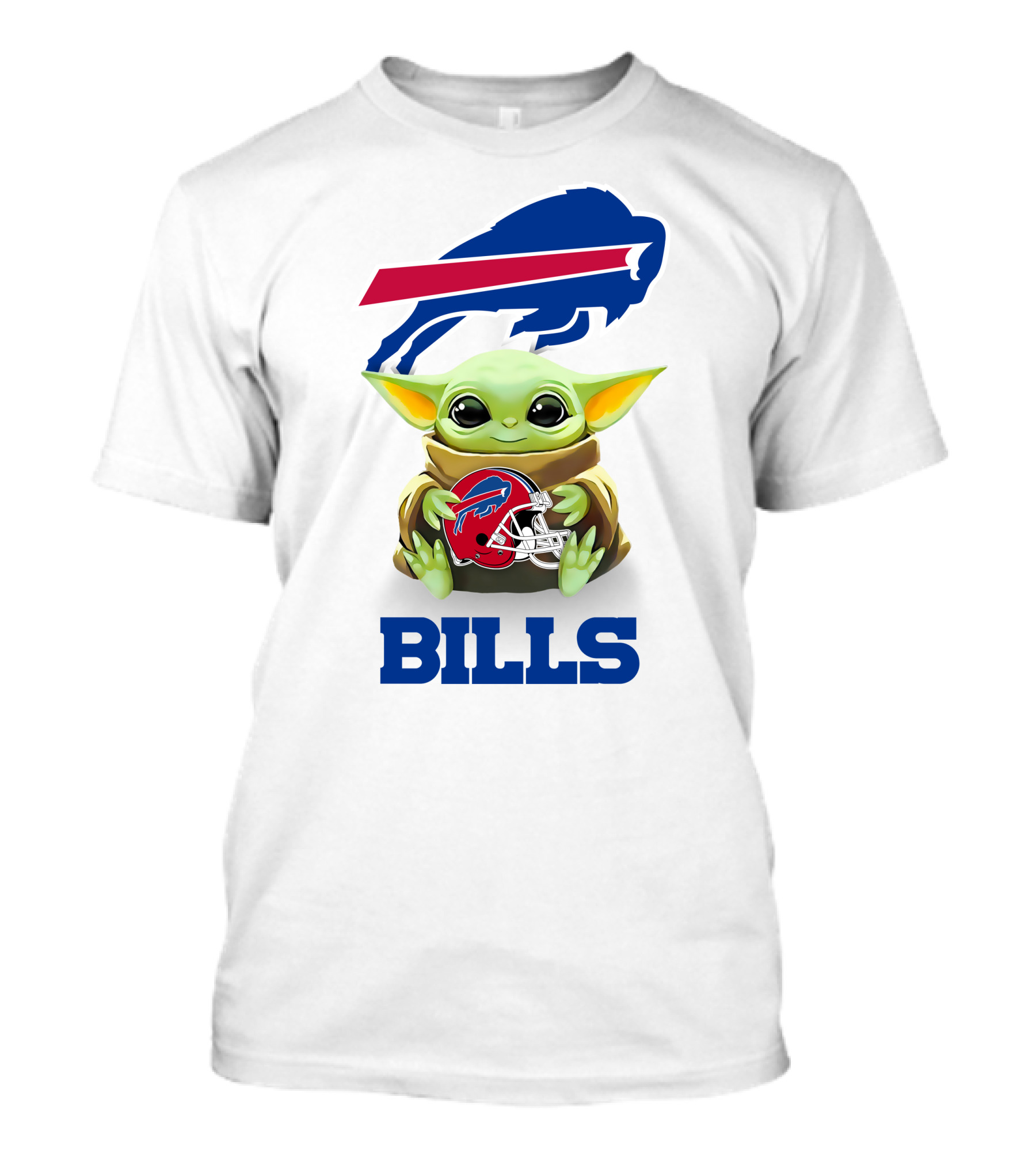 Baby Yoda Holding Buffalo Bills Helmet With Bills T-Shirt