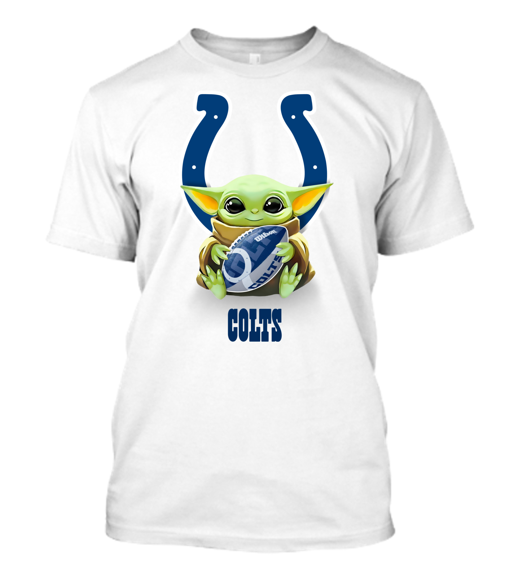 Baby Yoda Hug Colts Football Tailgate Indianapolis White T-Shirt