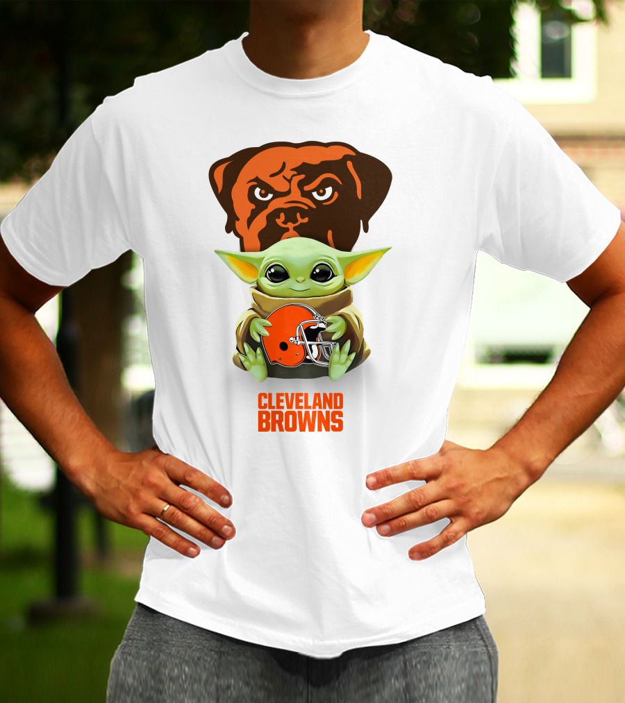 Star Wars Baby Yoda Cleveland Browns Helmet Cleveland Browns T-Shirt