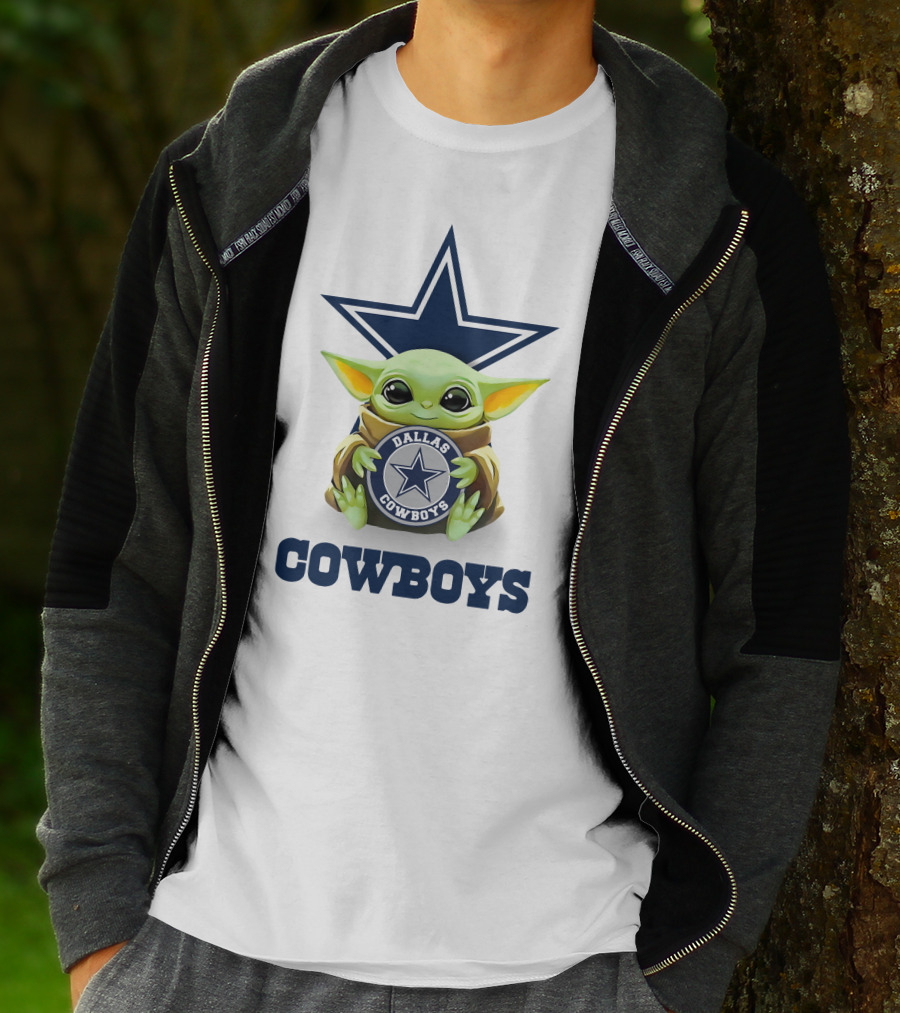 Star Wars Baby Yoda Holding Dallas Cowboys Star Logo Cowboys T-Shirt