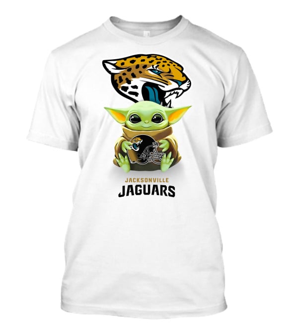 Star Wars Baby Yoda Holding Jacksonville Jaguars Helmet T-Shirt