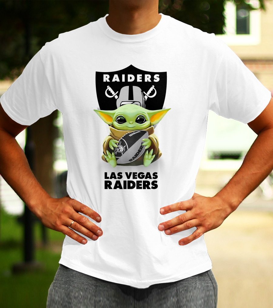 Star Wars Baby Yoda Raiders Las Vegas Football Fan Helmet Hug T-Shirt