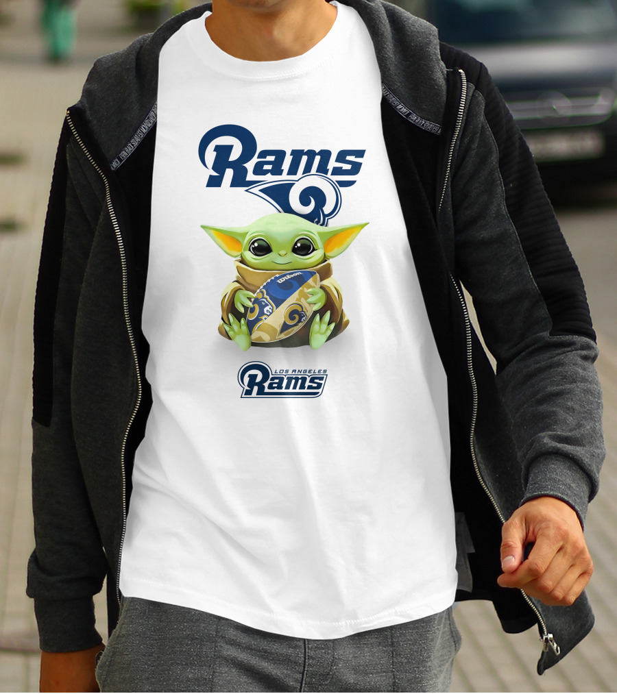 Rams Baby Yoda Hug Los Angeles Rams Football T-Shirt