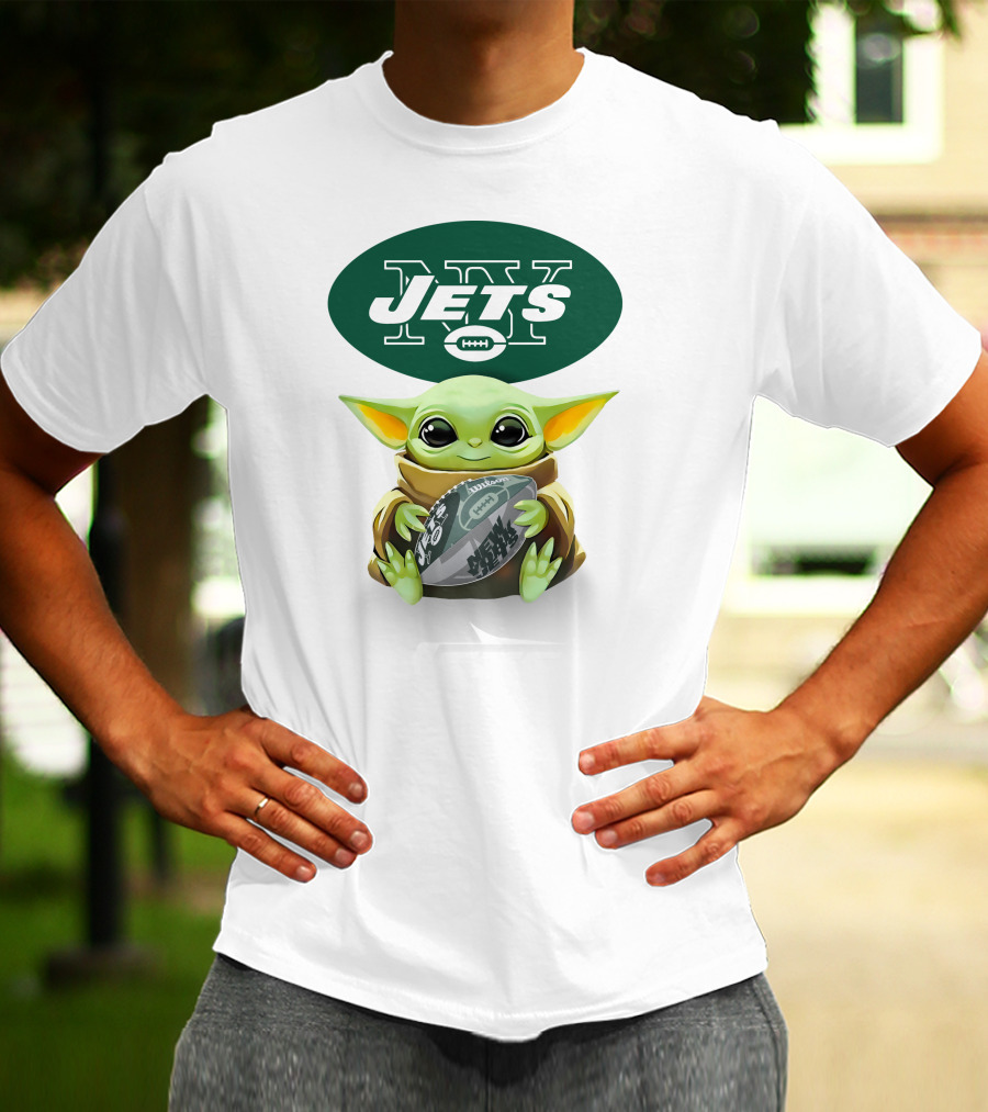 Star Wars Baby Yoda Hug New York Jets Football T-Shirt