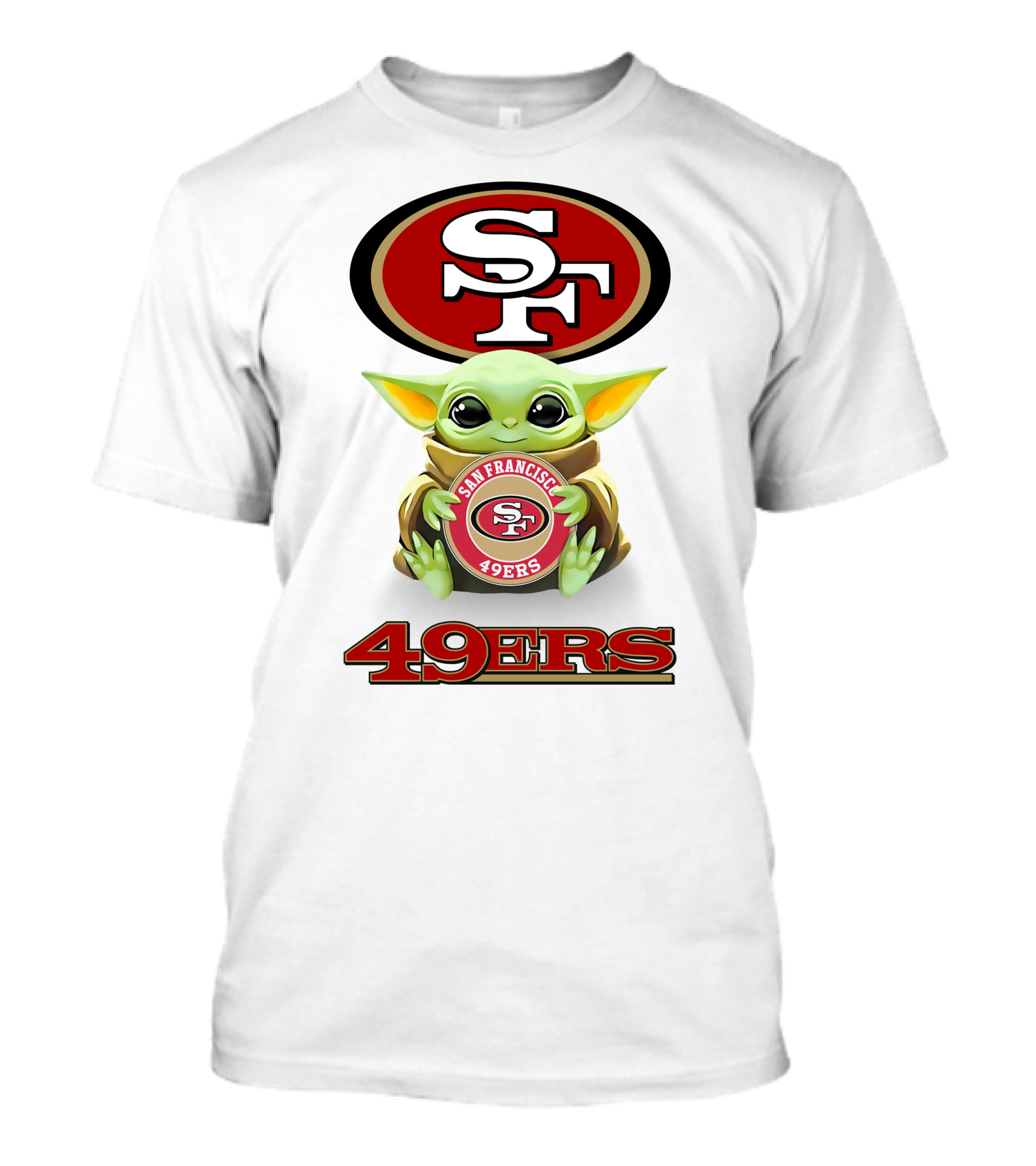 Star Wars Baby Yoda SF 49ers Hug Logo 49ers T-Shirt