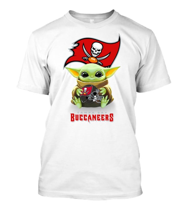 Star Wars Baby Yoda Hug Tampa Bay Buccaneers Helmet T-Shirt