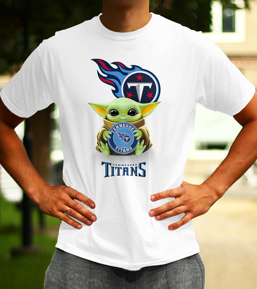 Star Wars Baby Yoda Holding Tennessee Titans Logo Nfl Team T-Shirt