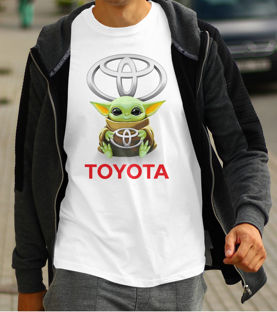 Star Wars Baby Yoda Hug Toyota Logo White T-Shirt