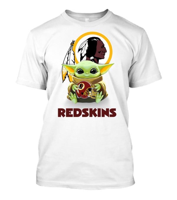 Star Wars Baby Yoda Holding Washington Redskins Helmet T-Shirt