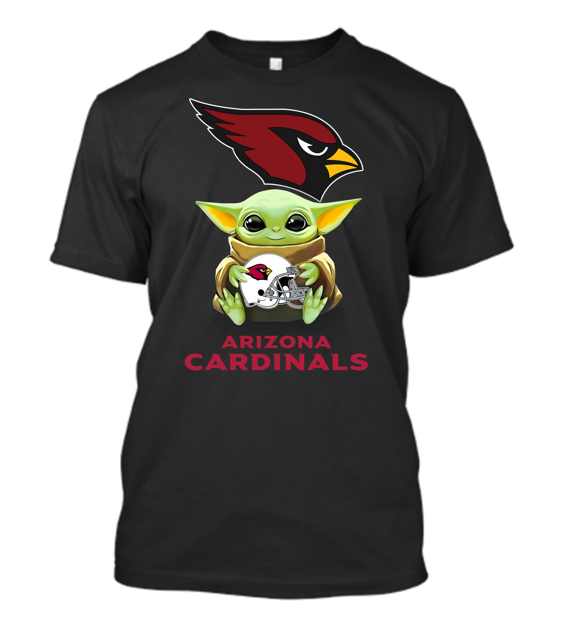 Grogu Hugging Arizona Cardinals Helmet With Team T-Shirt