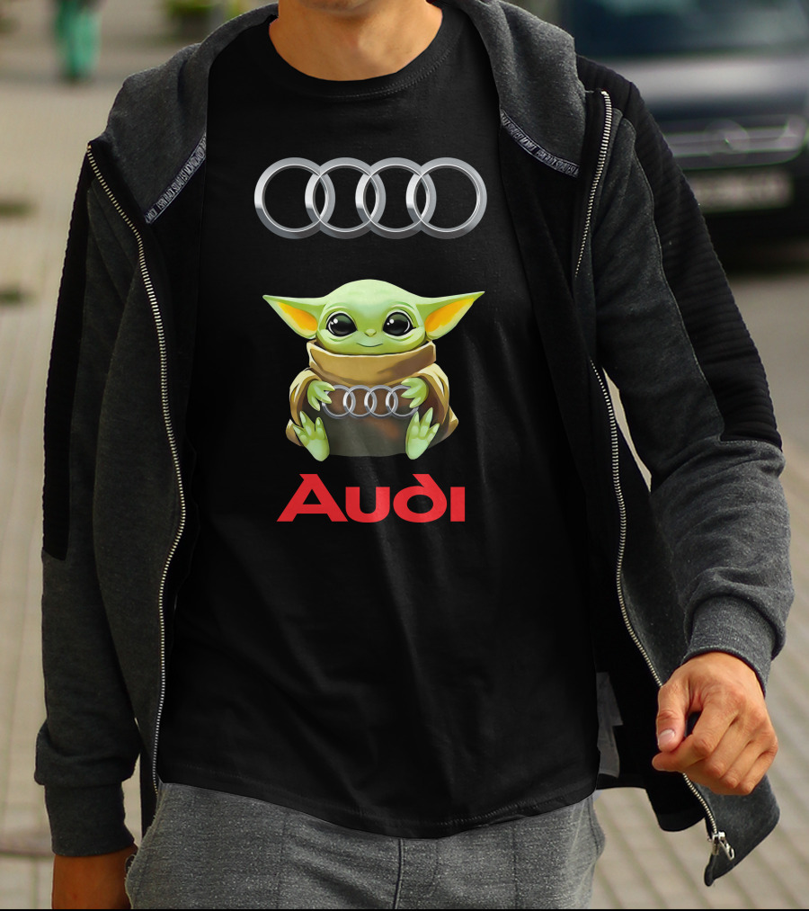 Grogu Holding Audi Rings With Audi T-Shirt