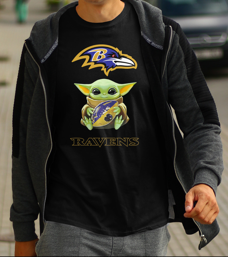Grogu Baltimore Ravens Football Hug Tailgate T-Shirt