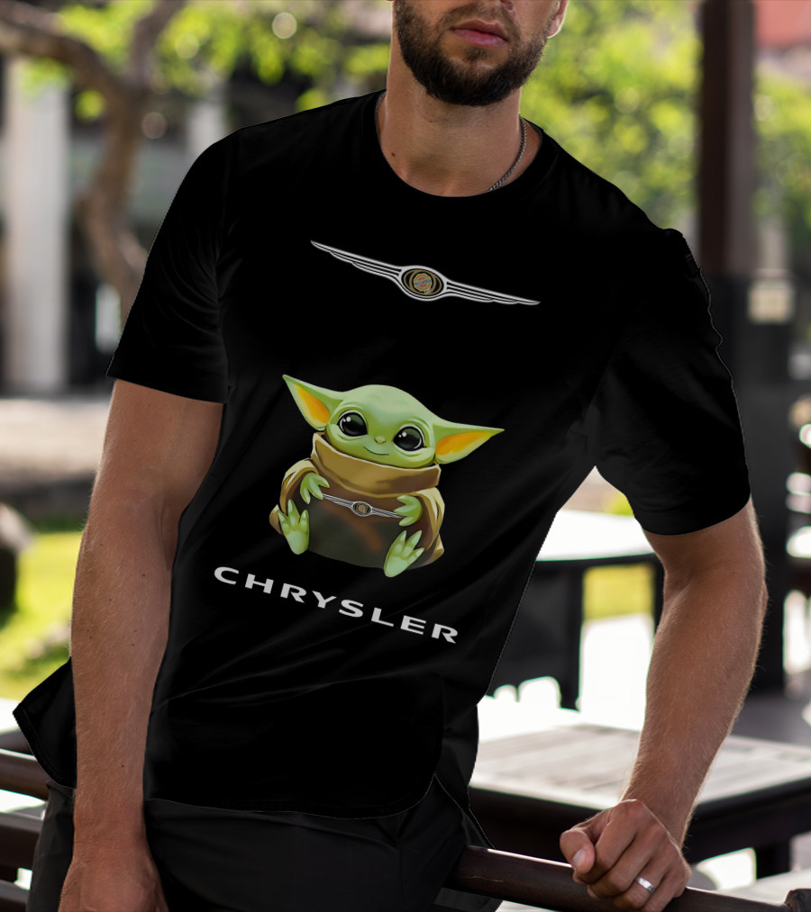 Chrysler Logo Grogu Hugging Pop Culture Icon Baby Yoda T-Shirt