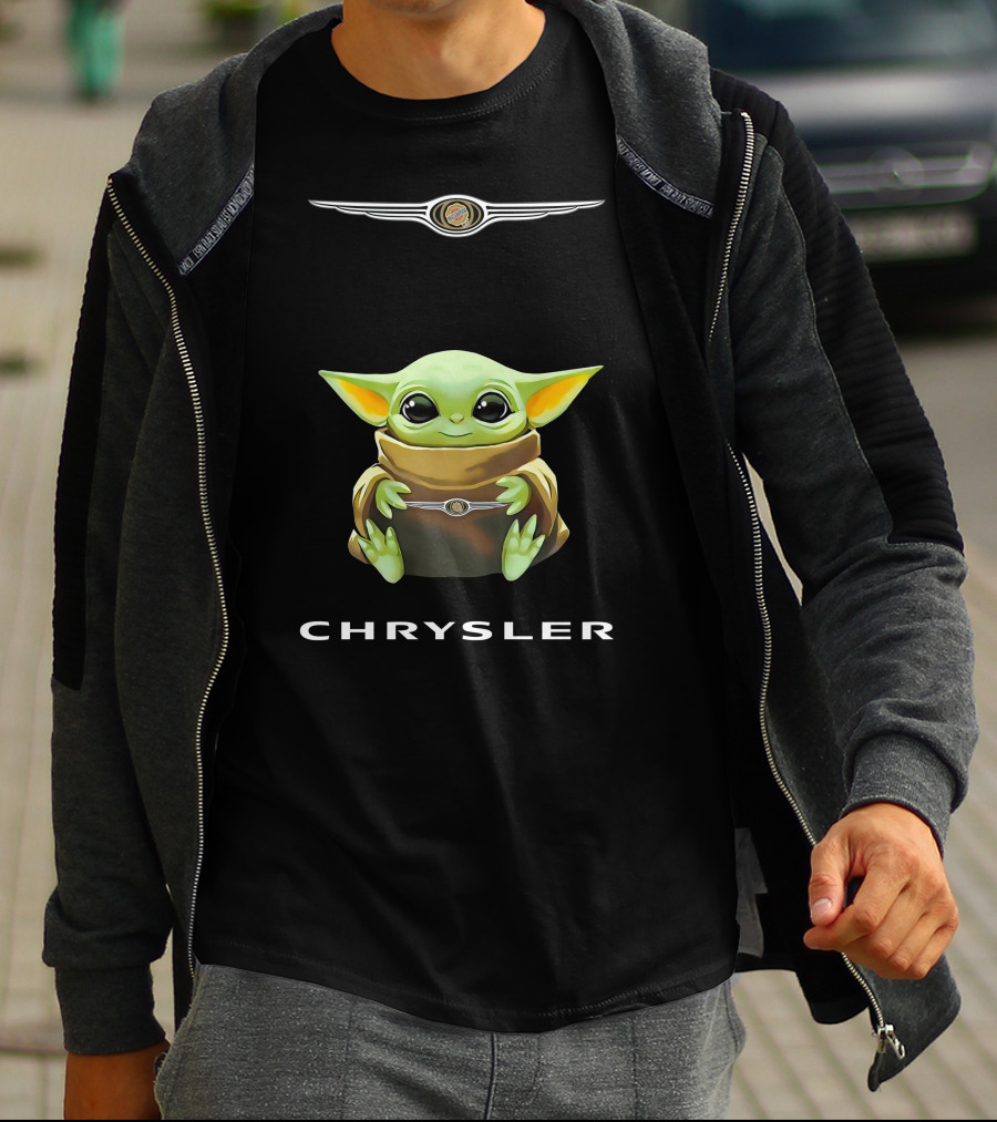 Chrysler Logo Grogu Hugging Pop Culture Icon Baby Yoda T-Shirt