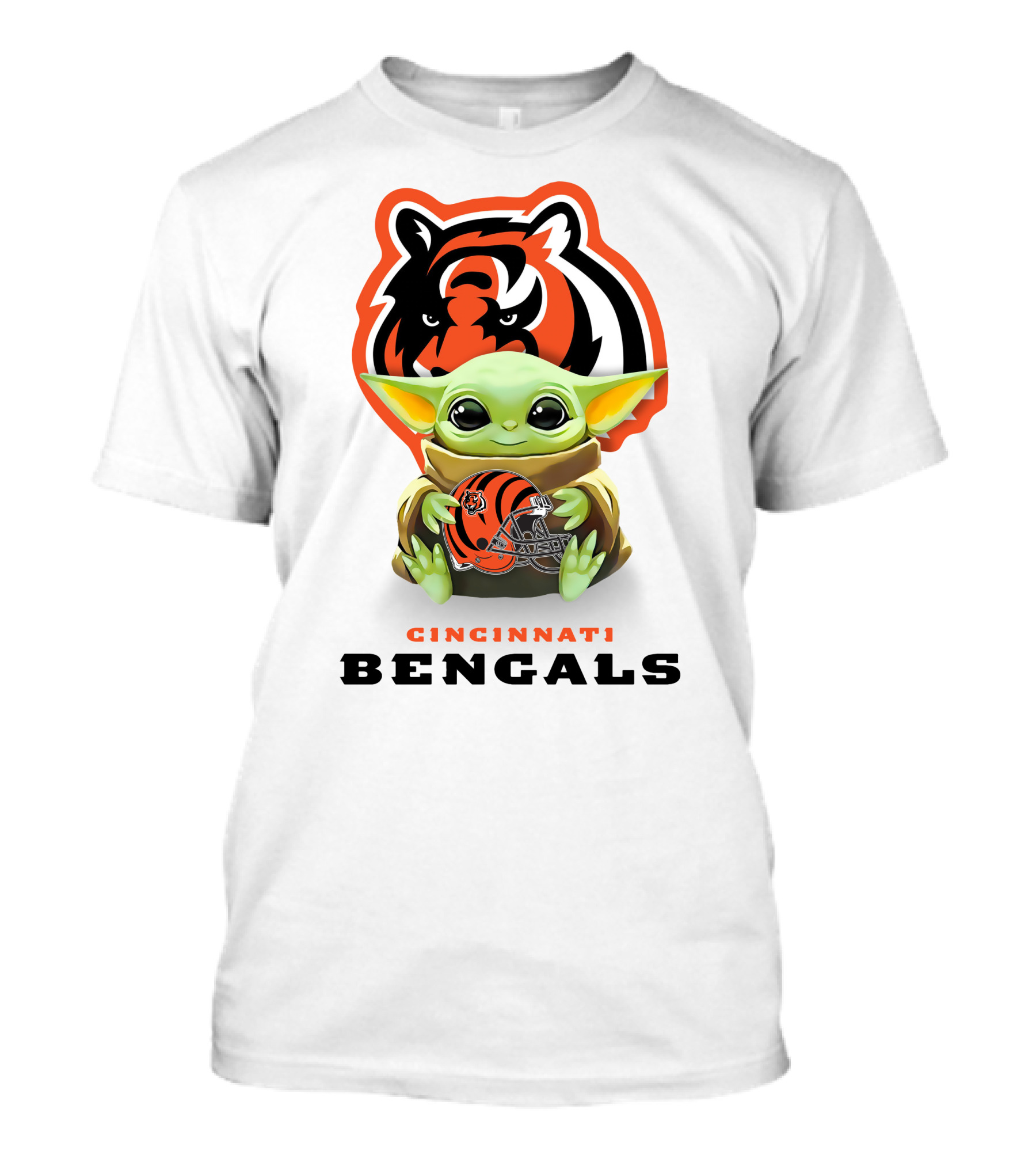 Cincinnati Bengals Grogu Hugging Bengals Helmet With Team T-Shirt