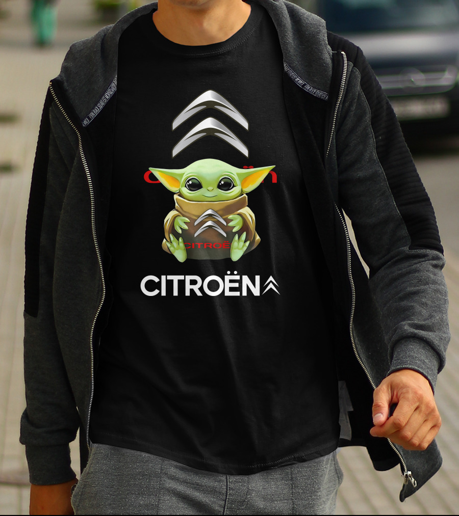 Grogu Holding Citroën Logo With Chevrons T-Shirt