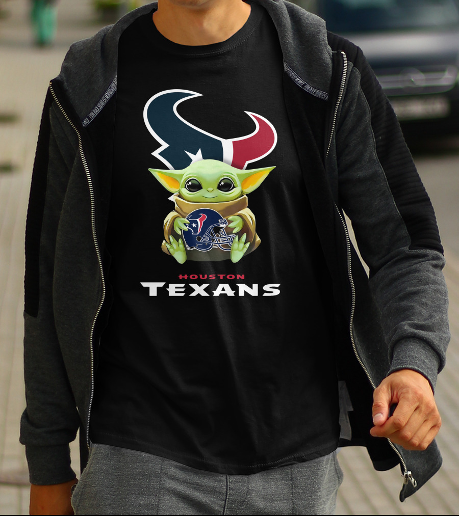 Houston Texans Grogu Hugging Helmet T-Shirt