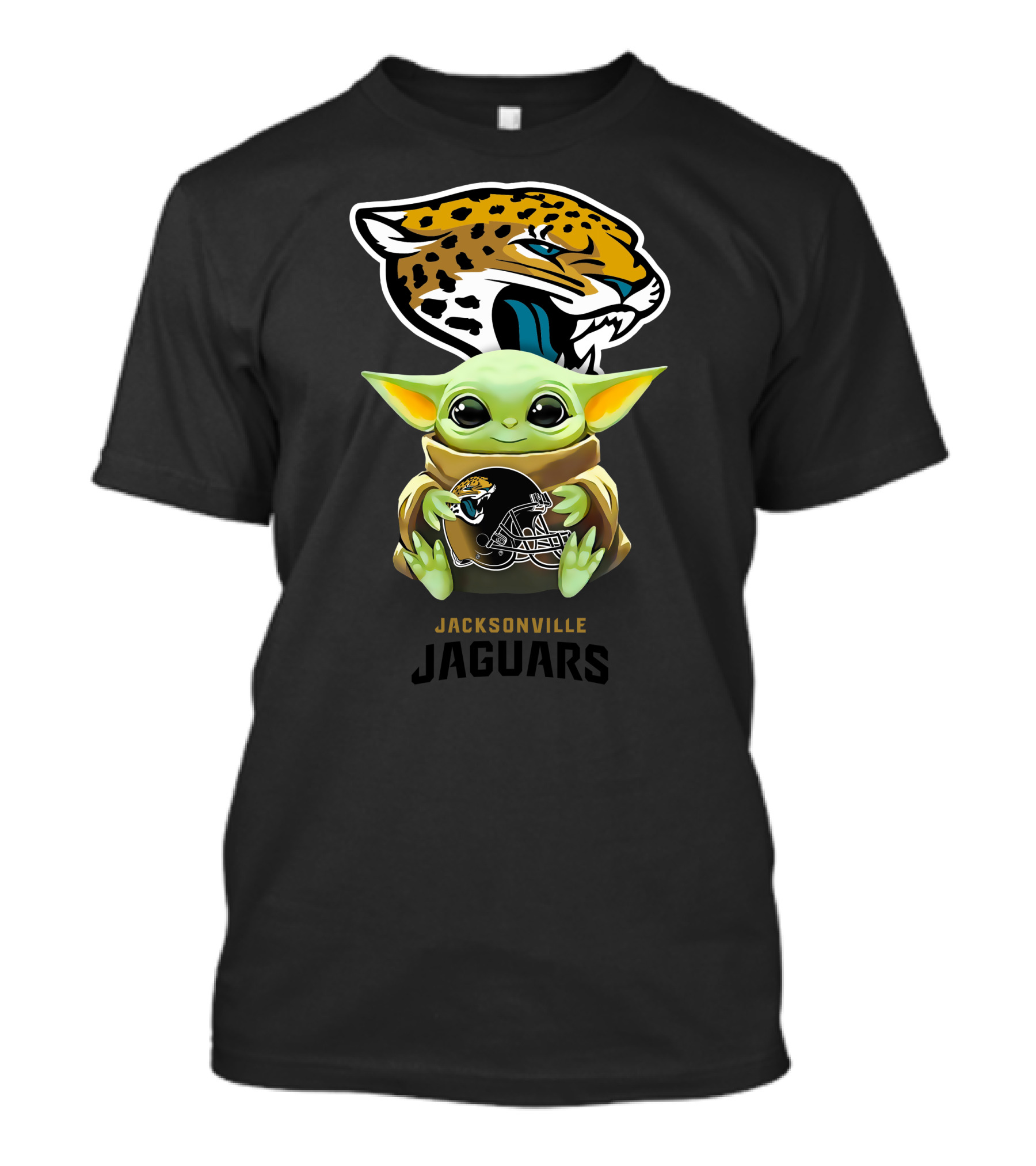 Grogu Holding Jacksonville Jaguars Football Helmet With Team T-Shirt