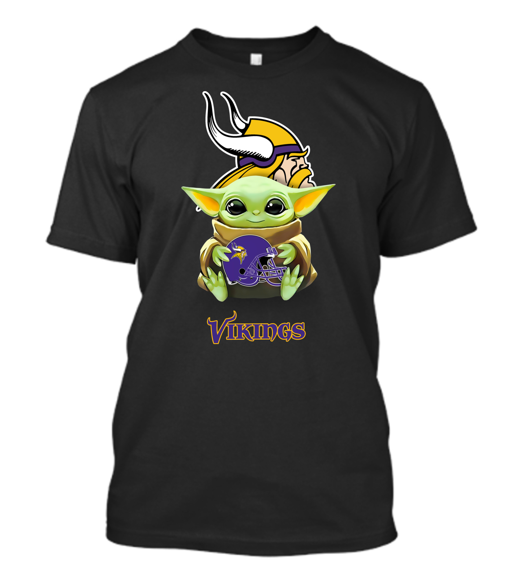 Minnesota Vikings Grogu Holding Helmet T-Shirt