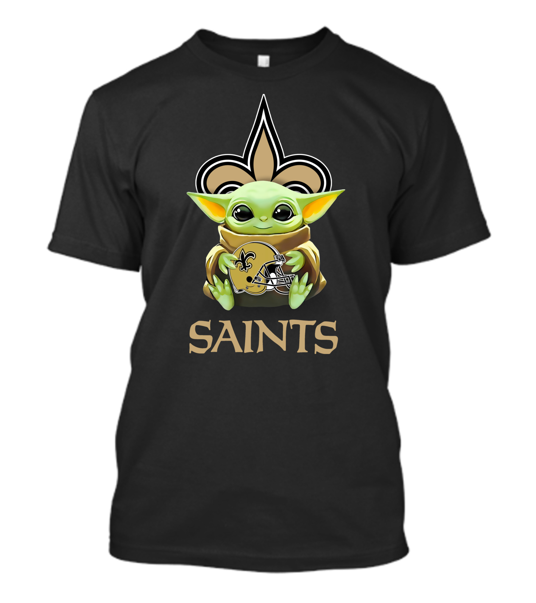 Grogu Saints Helmet New Orleans Fleur-de-Lis T-Shirt