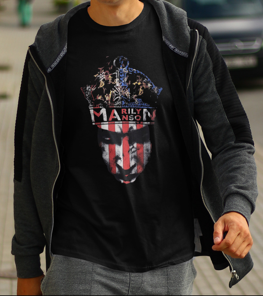 Marilyn Manson American Flag Crown Face MM Exclusive T-Shirt