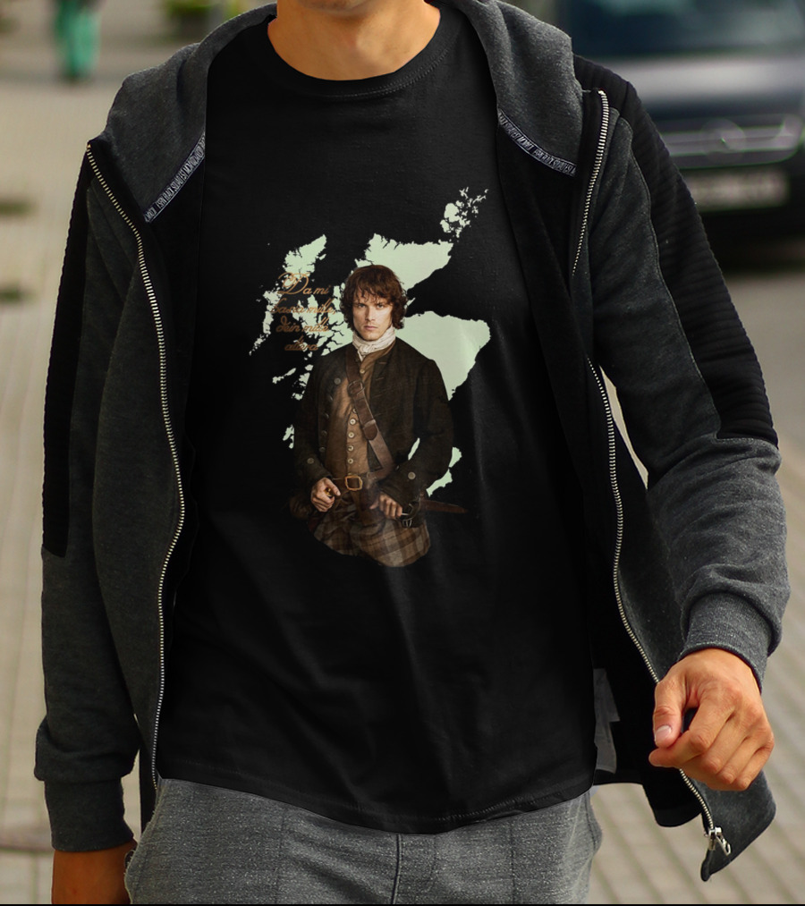 Jamie Fraser Edition Outlander Map Background T-Shirt