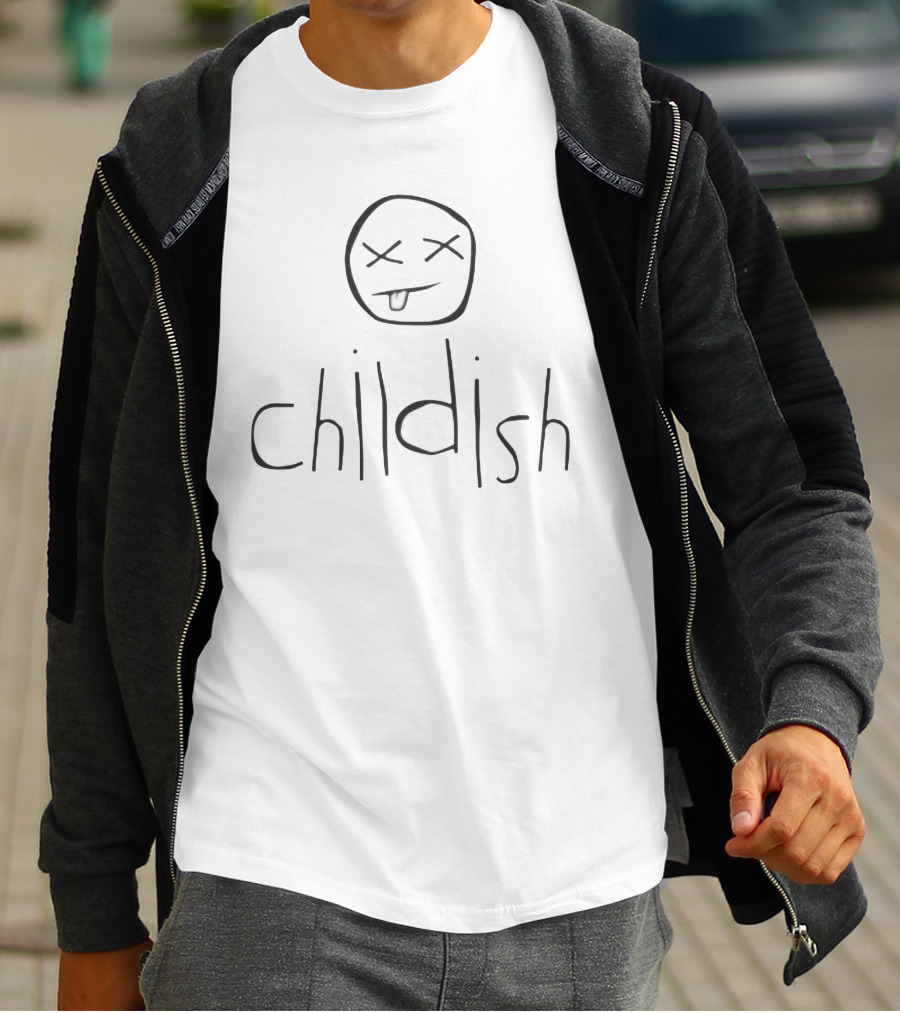 Childish Text With Tongue-Out Doodle Face T-Shirt